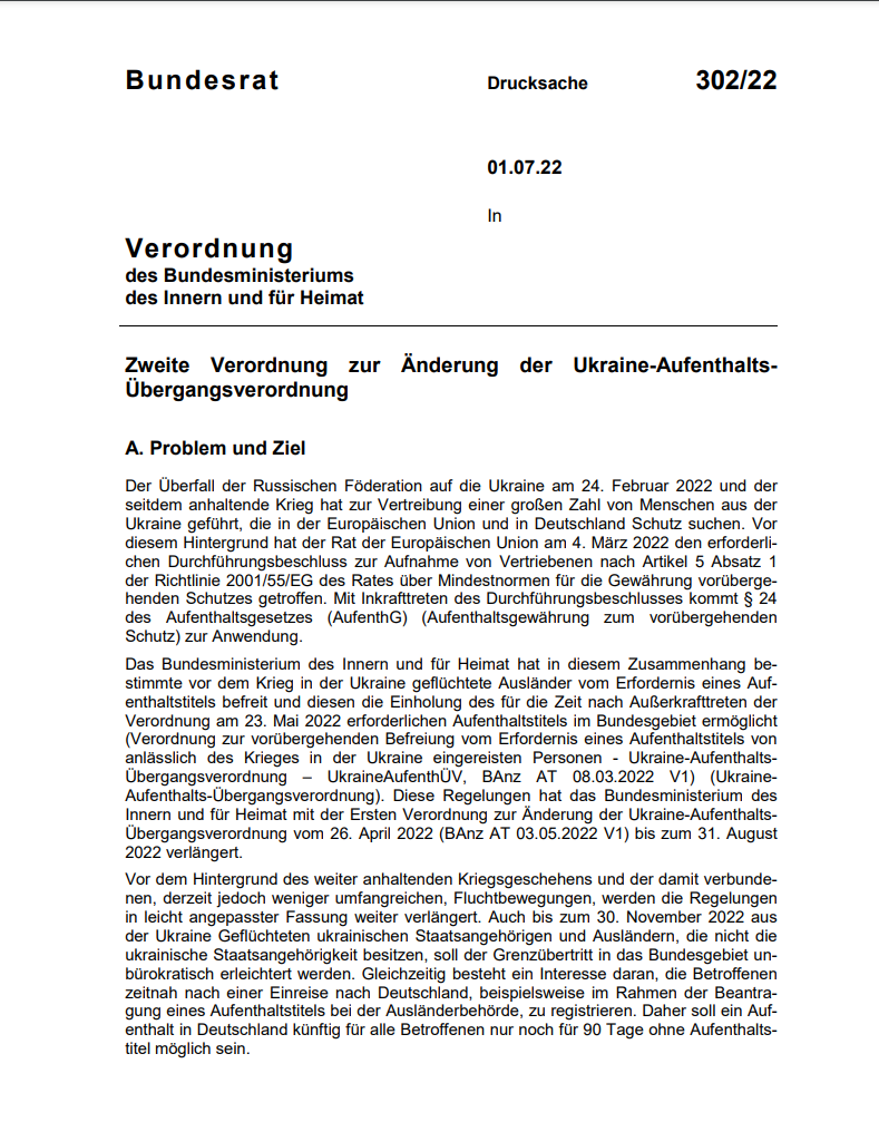 Заявление немецких властей об изменениях в правилах пребывания для украинцев