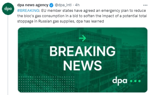 Министры энергетики стран ЕС утвердили чрезвычайный план по сокращению потребления газа