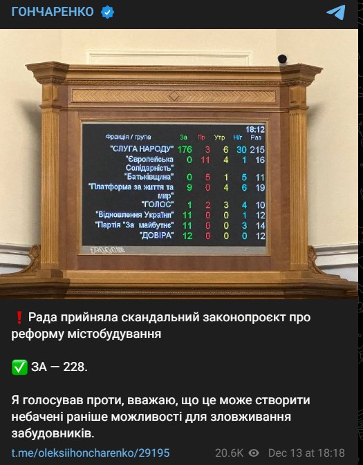 законопроект о реформе градостроительства