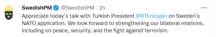 Премьер Швеции рассказала о разговоре с Эрдоганом
