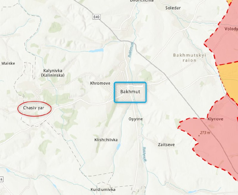 Бахмут на карте