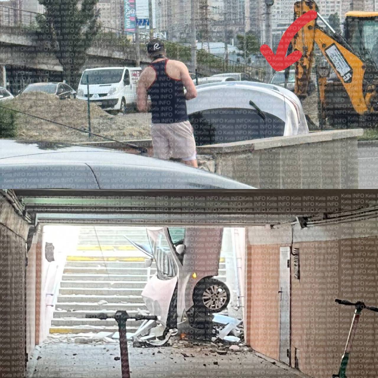 Автомобіль впав у підземний пішохідний перехід у Києві на Либідській