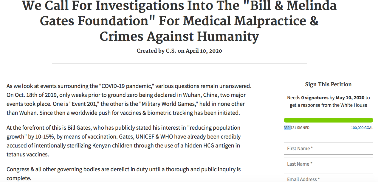 Петиция против Билла Гейтса