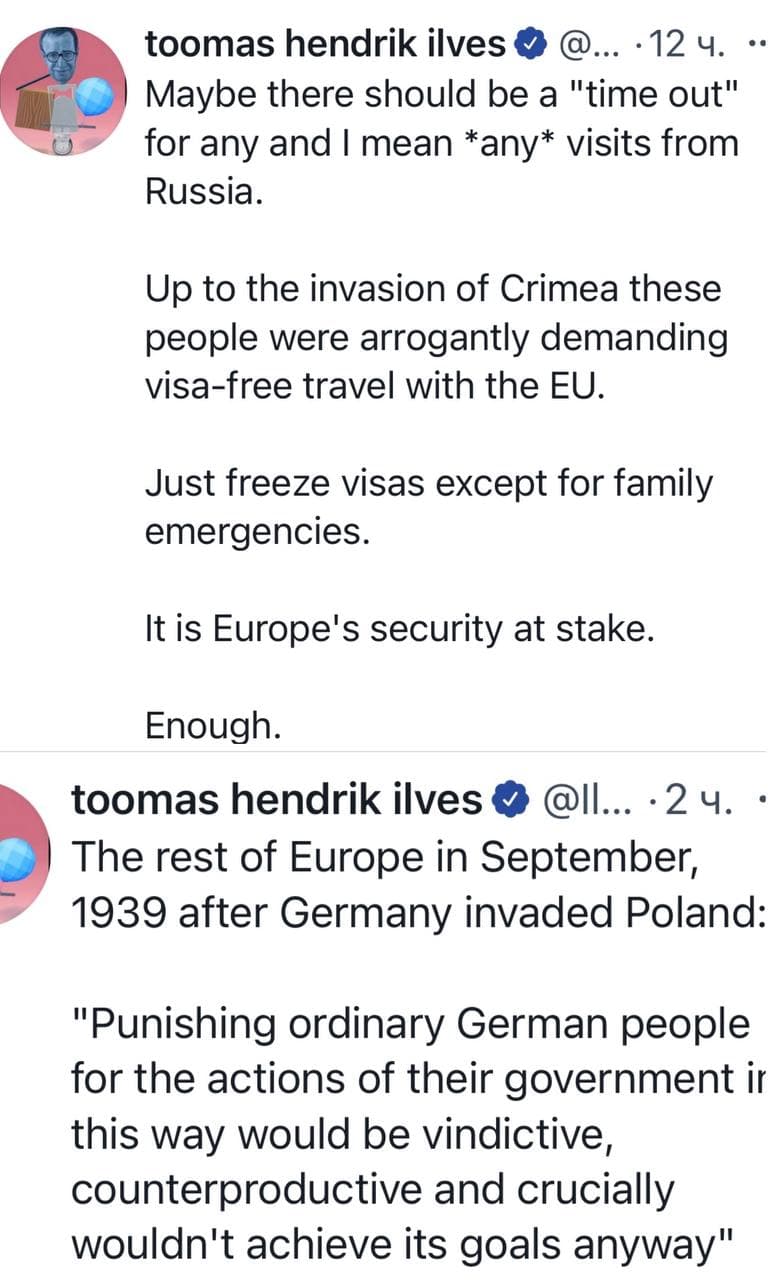 Экс-президент Эстонии про Россию. Скриншот: twitter.com/IlvesToomas