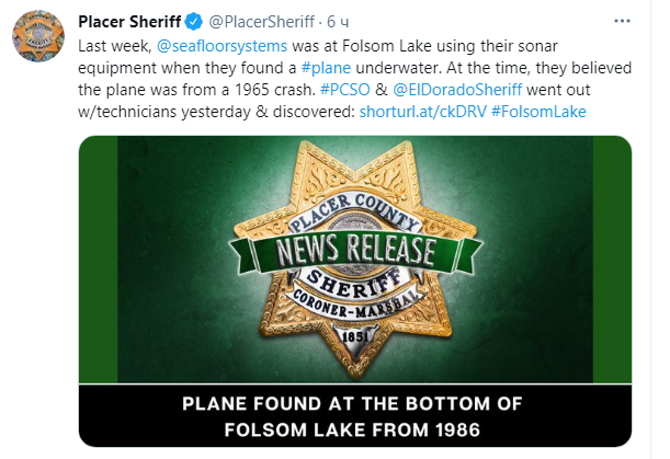 Скриншот: офис местного шерифа теперь должен будет решить, можно ли извлечь самолет и воды