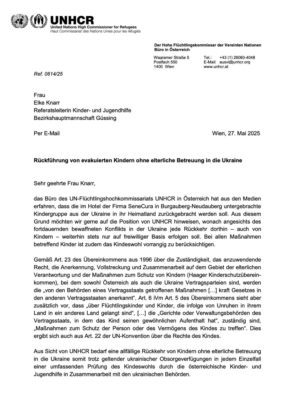 Знімок звернення австрійської сторони. Джерело - Телеграм