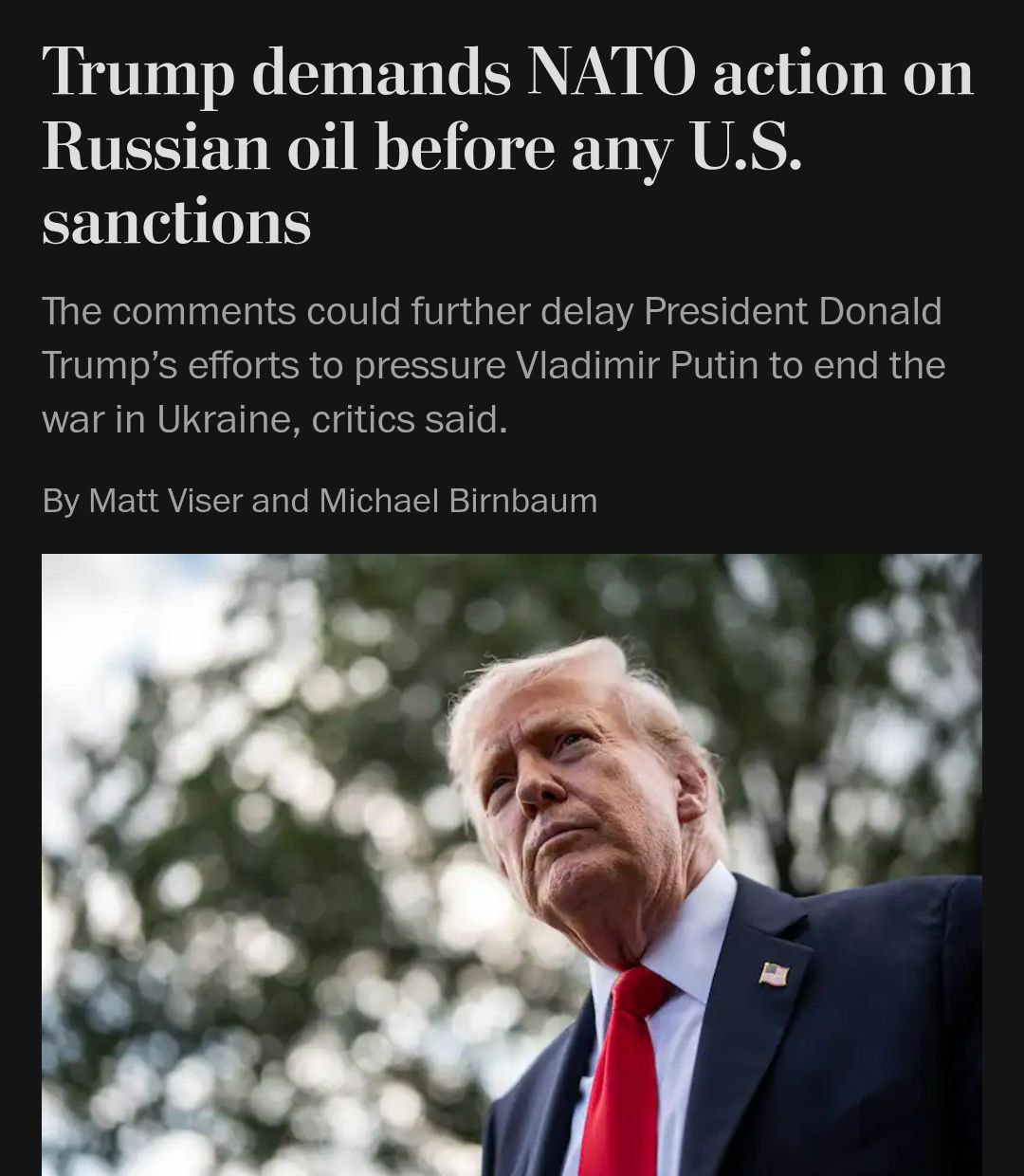 Снимок заголовка на washingtonpost.com