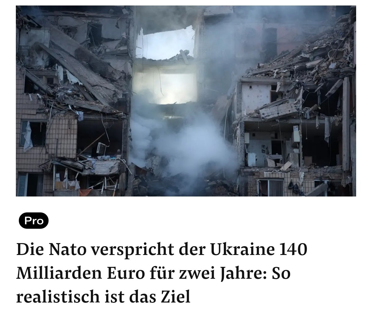 Зображення заголовка на nzz.ch – Обіцяні €140 млрд Україні від НАТО можуть виявитися нереальними