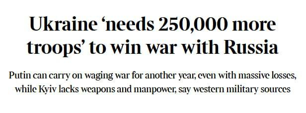 Знімок заголовка на thetimes.com &ndash; Україні не вистачає солдатів та зброї щоб перемогти Росію на полі бою
