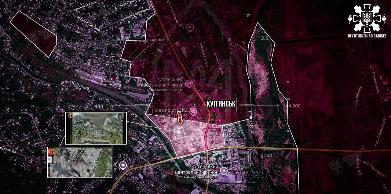 Куп'янськ. Карта бойових дій. Джерело – Телеграм