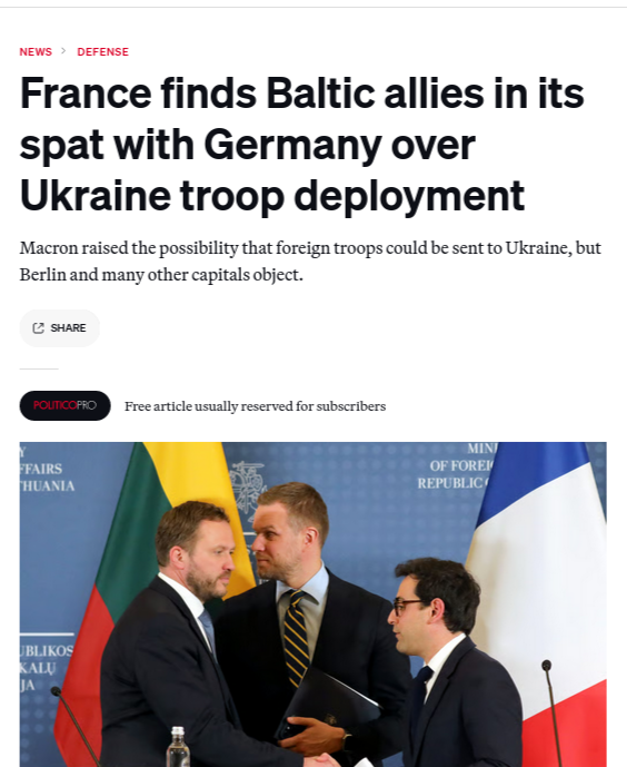 Снимок заголовка на politico.eu