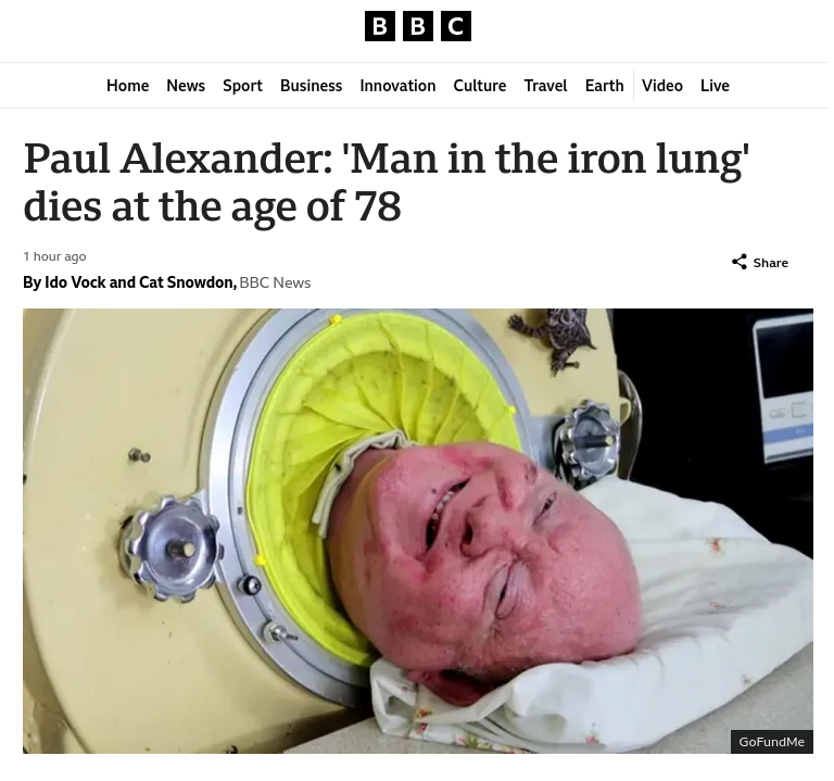 Снимок заголовка на ВВС