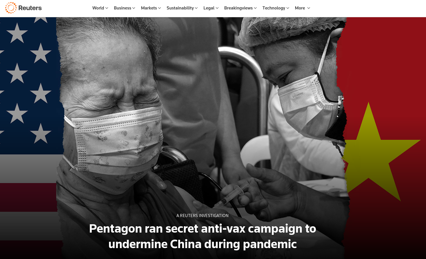 Снимок заголовка на reuters.com