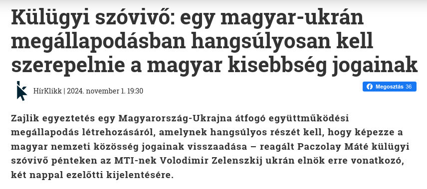 Снимок заголовка на hirklikk.hu