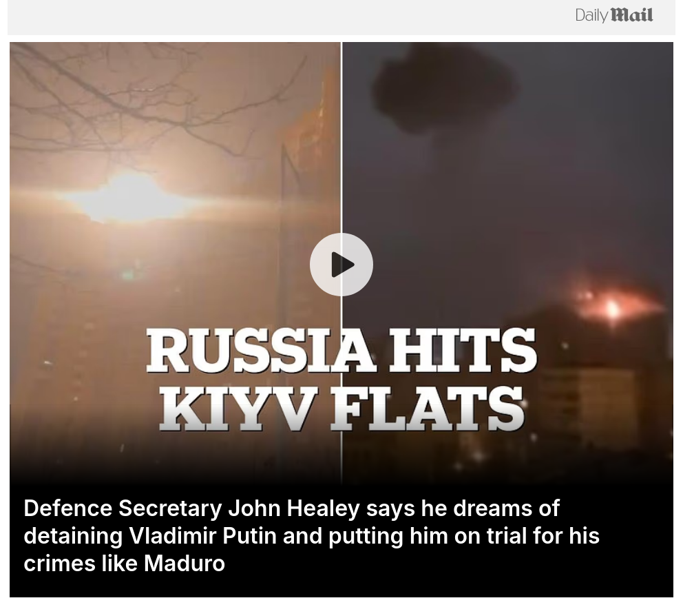 Знімок заголовка на dailymail.co.uk - Потяг міністра оборони Британії екстрено зупинитися дорогою до Києва через повітряну атаку